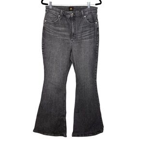 Lee Flare Jeans 32M Gray Washed Denim Y2K Boho Retro Stretch